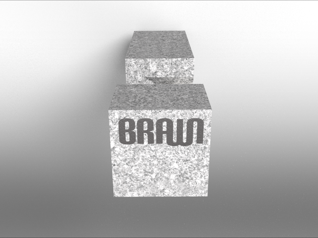 Top of stone packaging with logo.