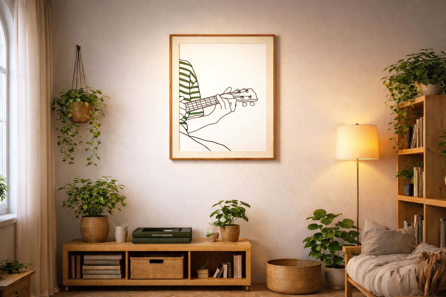 Playing It Simple by Rix displayed in a calm, modern interior, limited edition artwork with clean lines and quiet presence.