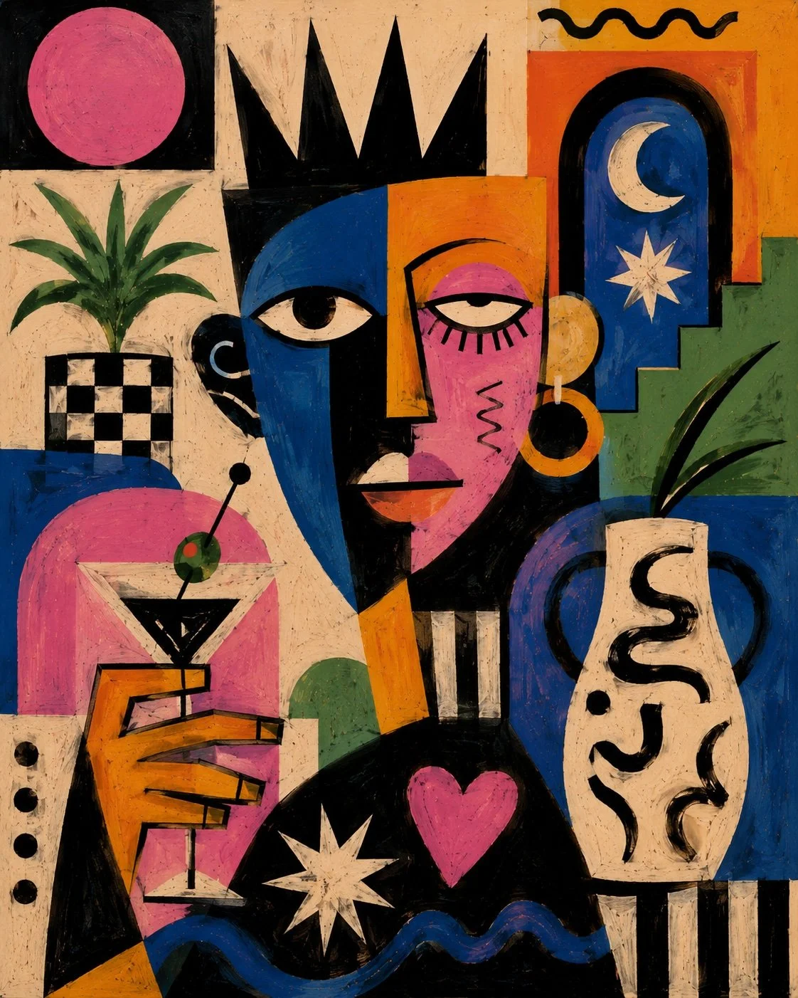Lazy Night Bold Abstract Contemporary Art Print from Elias Hart for Landson Studios