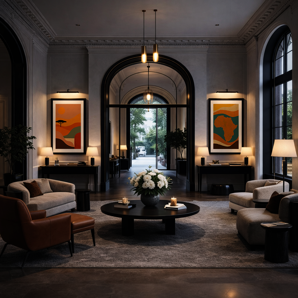 Contemporary statement artwork curated by Landson Studios, displayed in a luxury hospitality interior, showcasing bold art curation for boutique hotels, private members’ clubs, and design-led spaces.