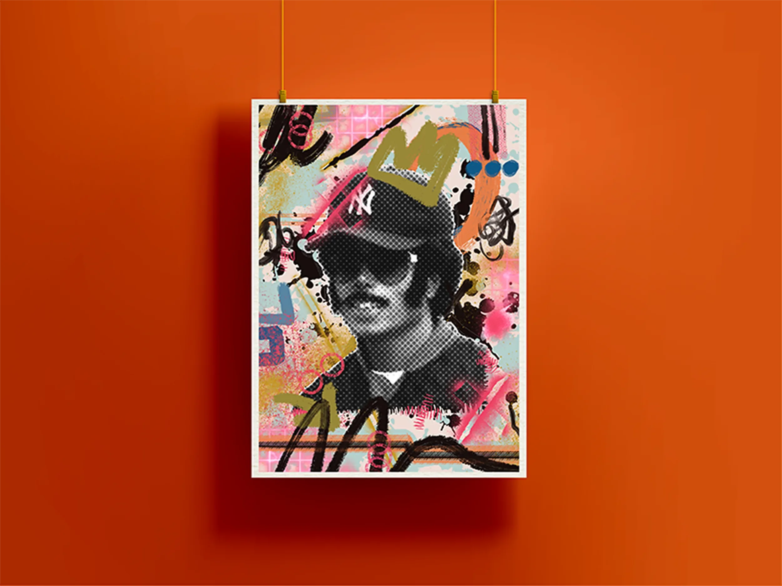 Undercover by Five46 limited edition contemporary artwork featuring a layered portrait with crown motif and expressive colour