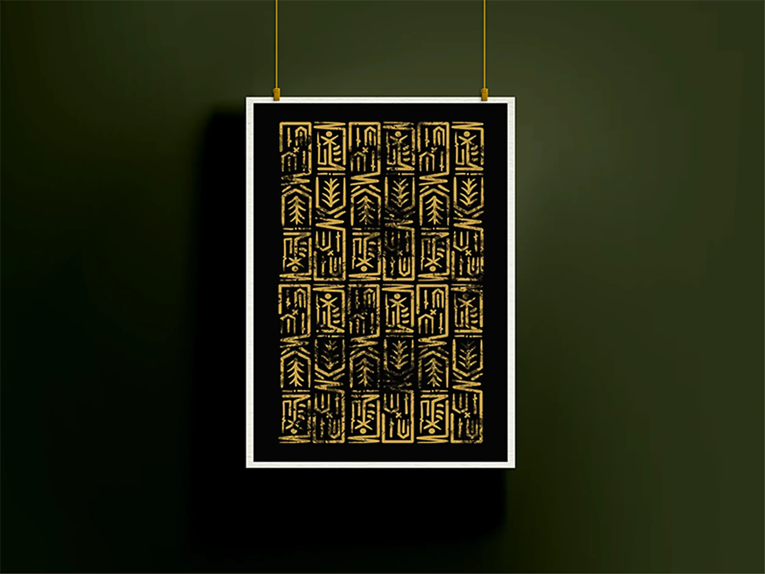 Foresty by Five46 limited edition contemporary artwork featuring symbolic repetition in a black and gold palette.