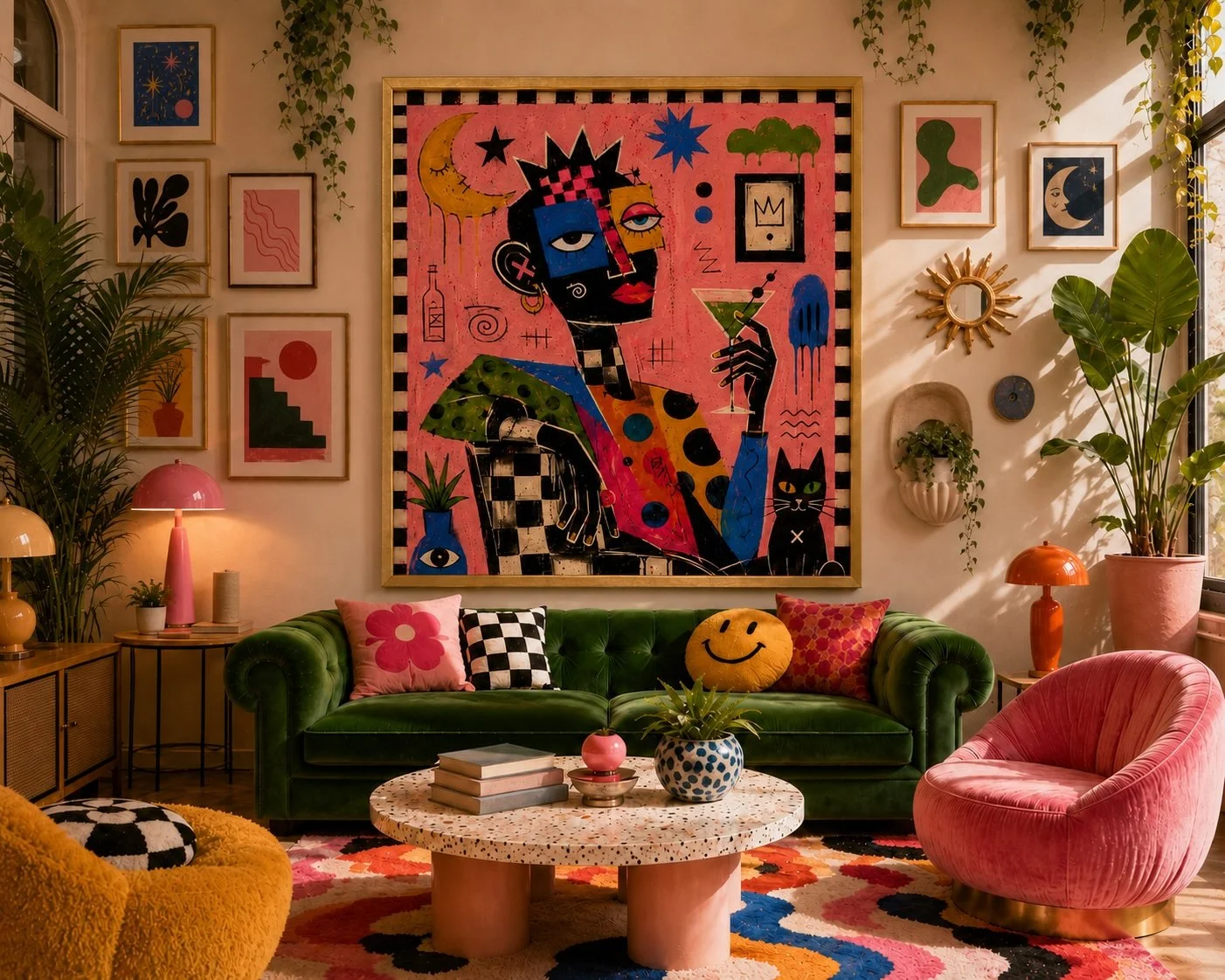 Funk Time Art Print by Ivy Hex and Elias Hart in an Eclectic bohemian living room with art.jpg