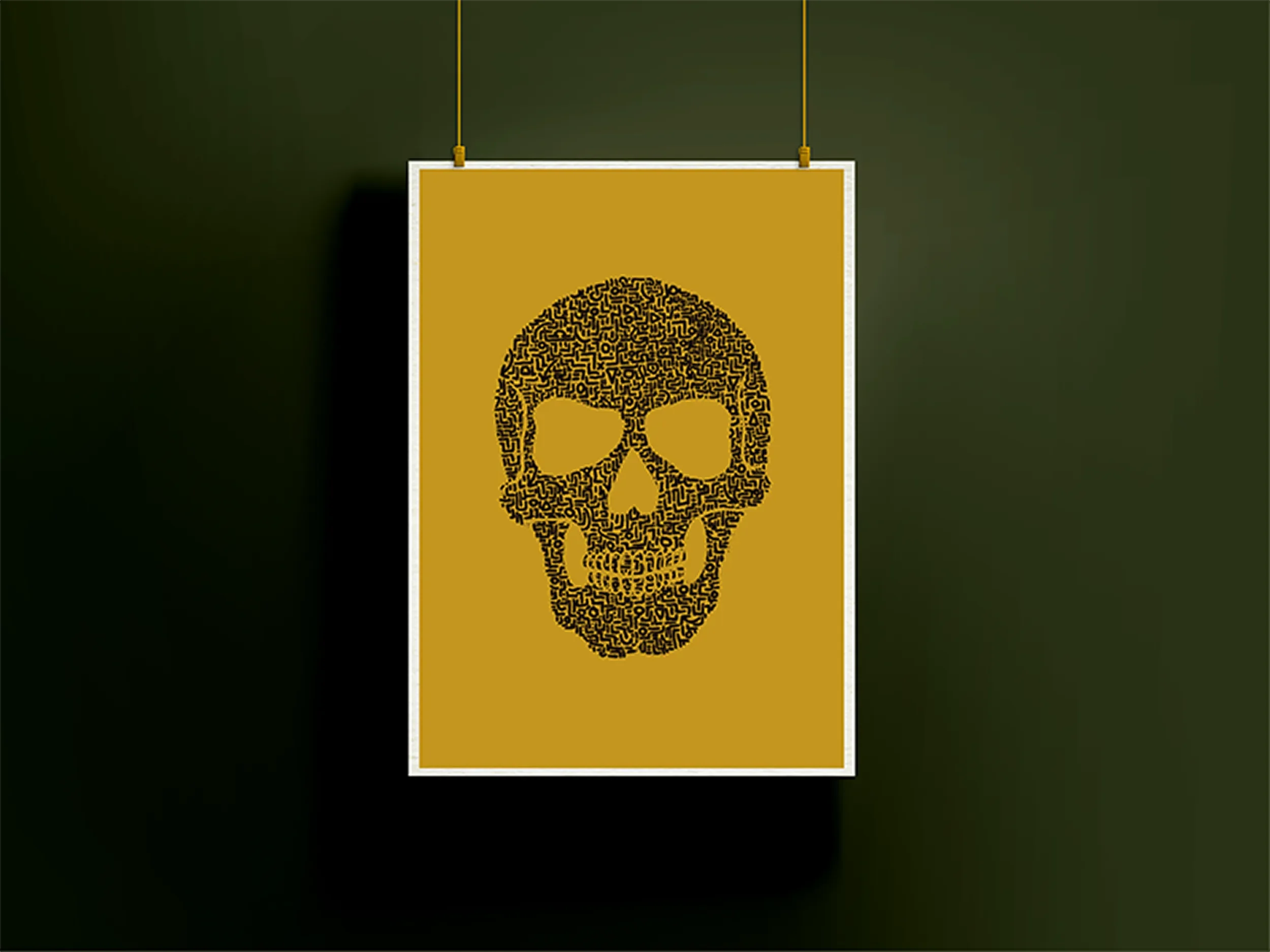 Doodle Skull by Five46 limited edition contemporary artwork featuring a skull formed from layered symbols and mark-making