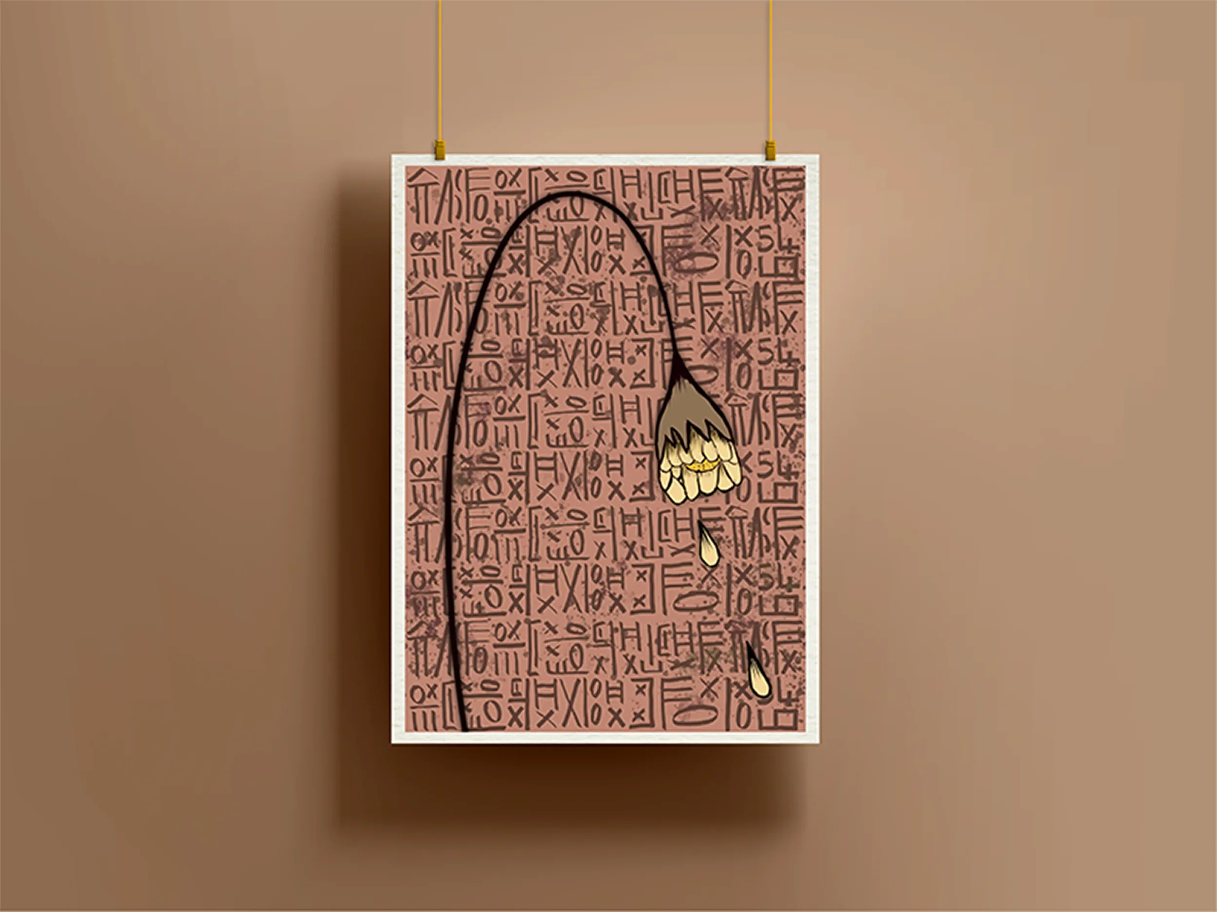 The More You Love, The More You Suffer by Five46 limited edition contemporary artwork featuring monochrome tones and symbolic floral imagery