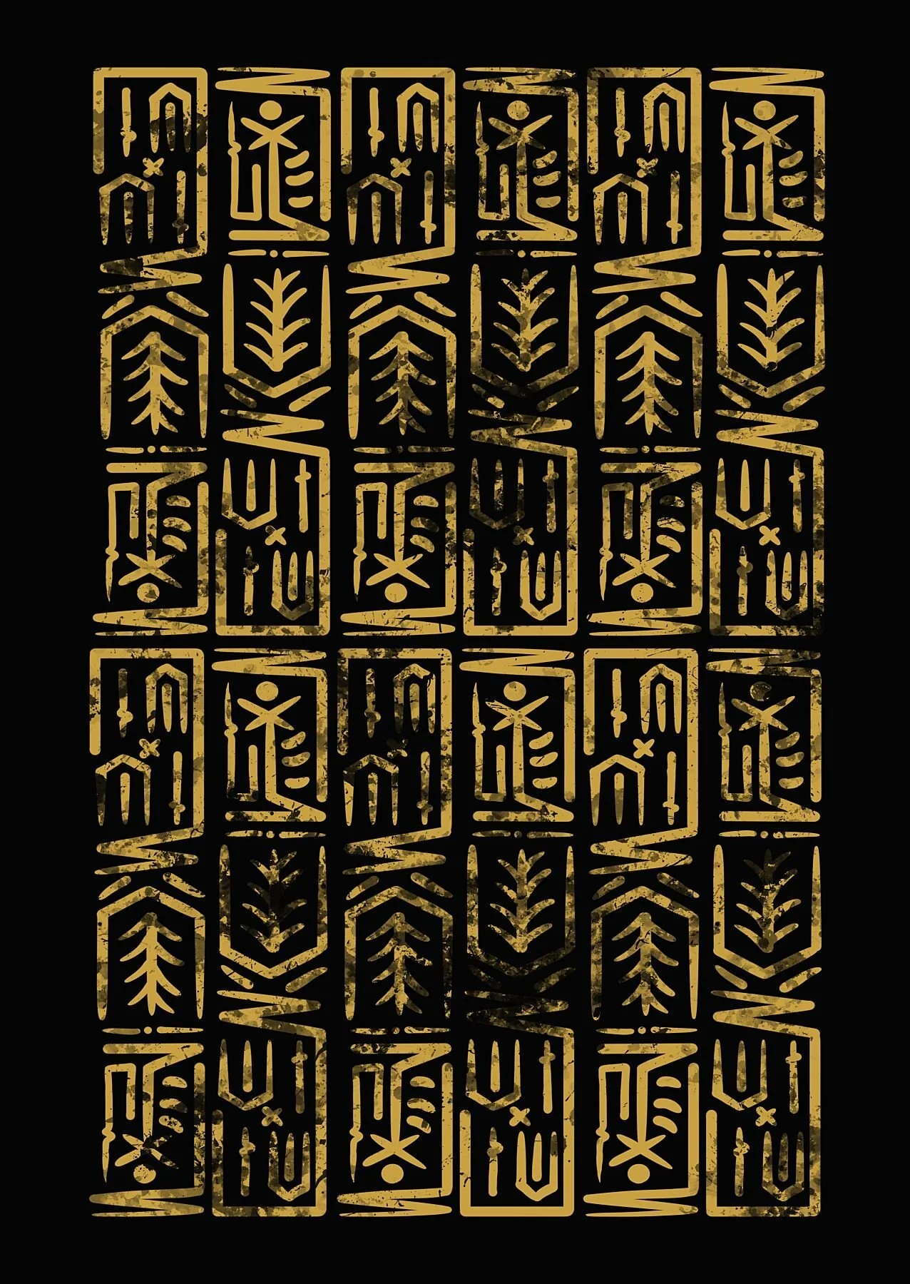 Close-up of golden symbolic motifs in Foresty by Five46