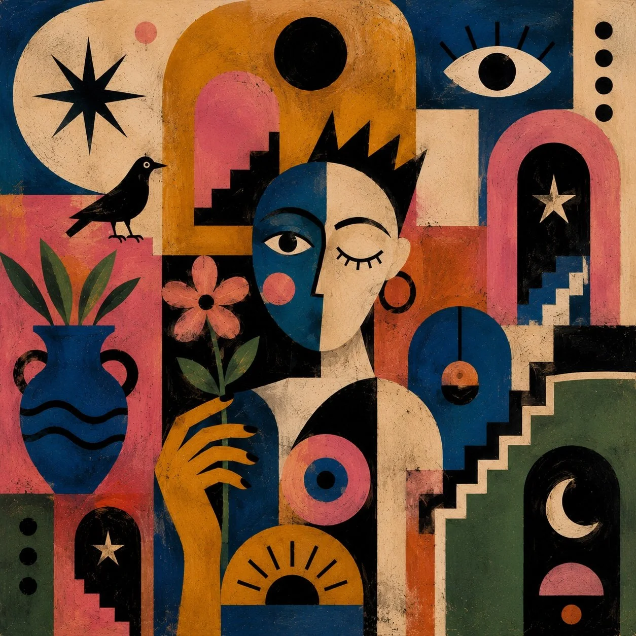 See Throught Bold Abstract Contemporary Art Print from Elias Hart for Landson Studios