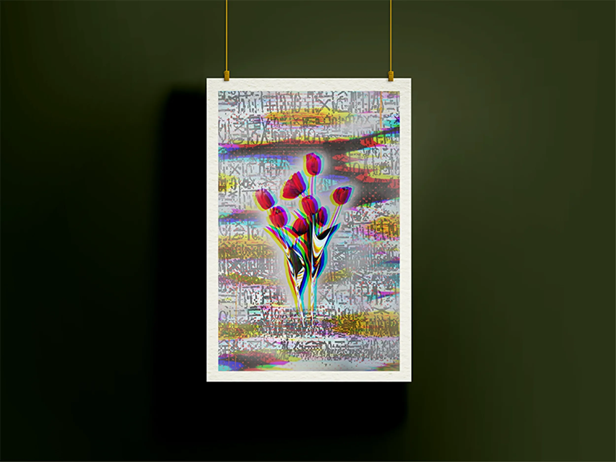 Warped Rose by Rix limited edition contemporary artwork featuring distorted roses and layered digital texture.