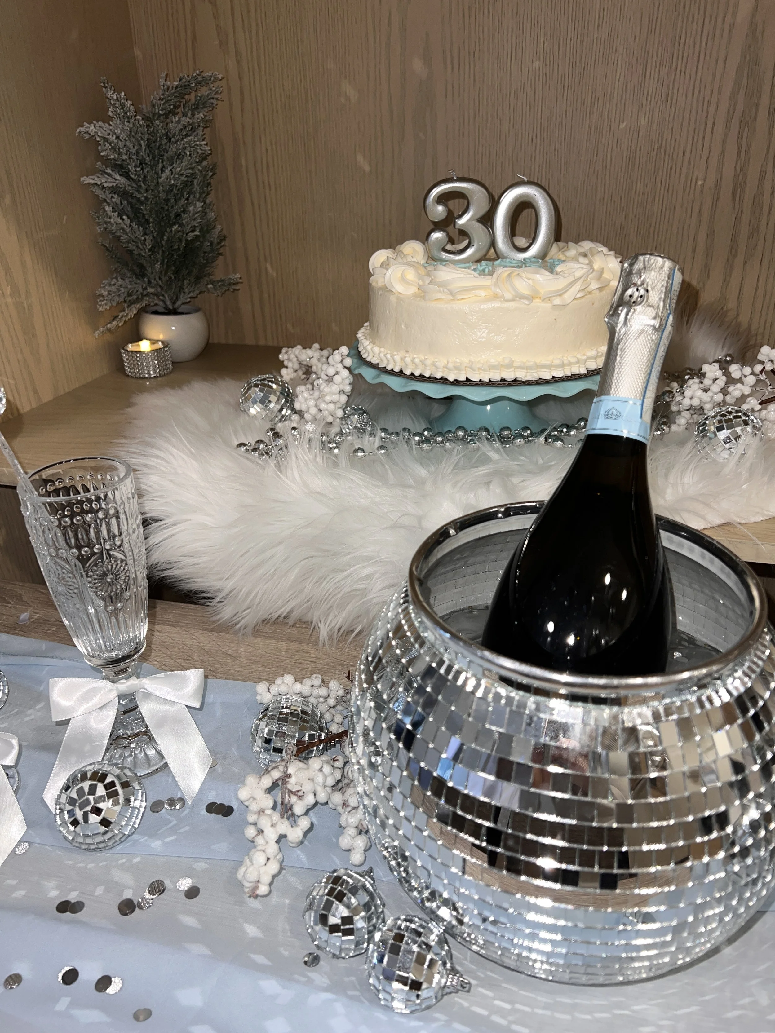 30th Birthday Cake and Champagne