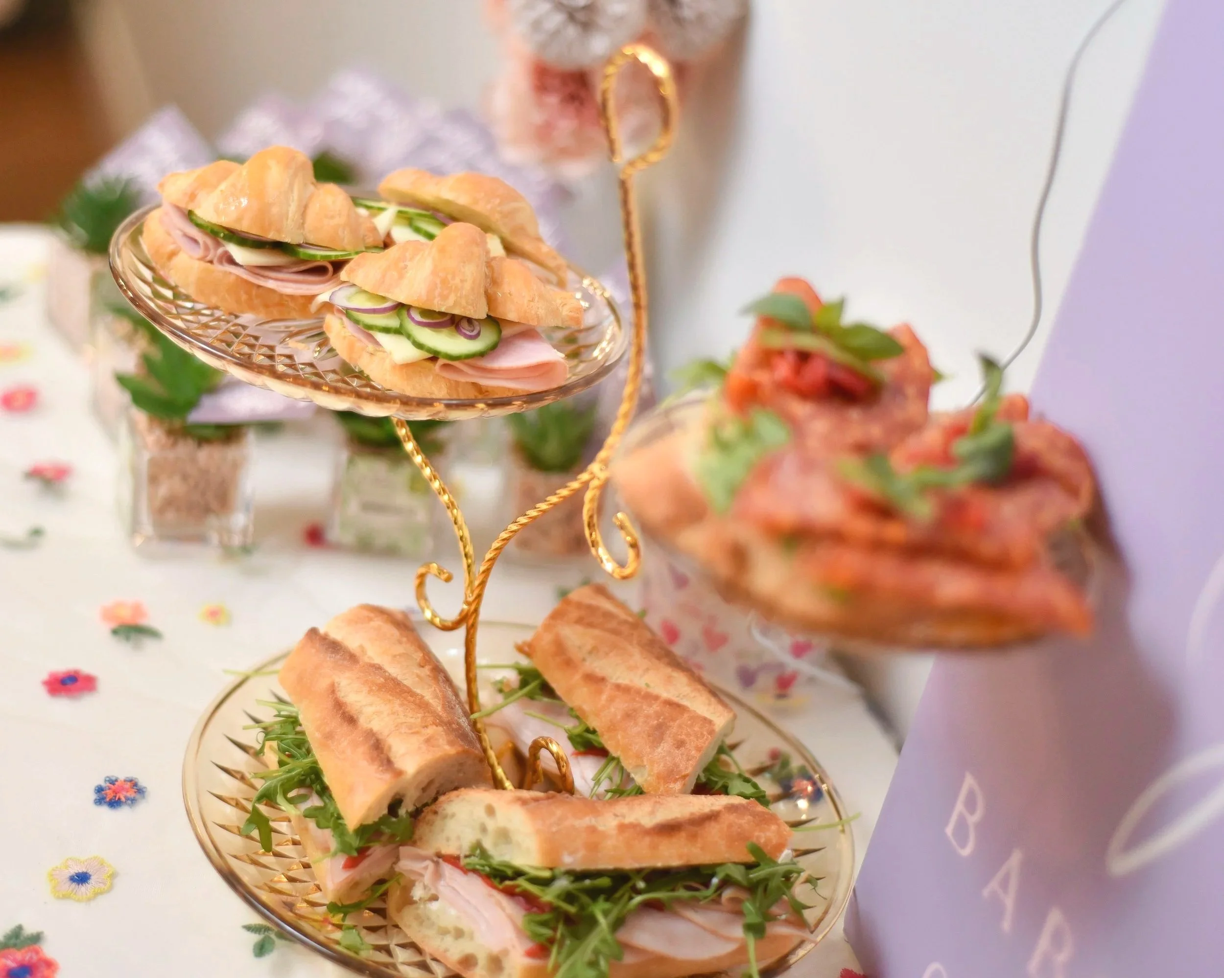 Sandwiches and croissants for bridal shower