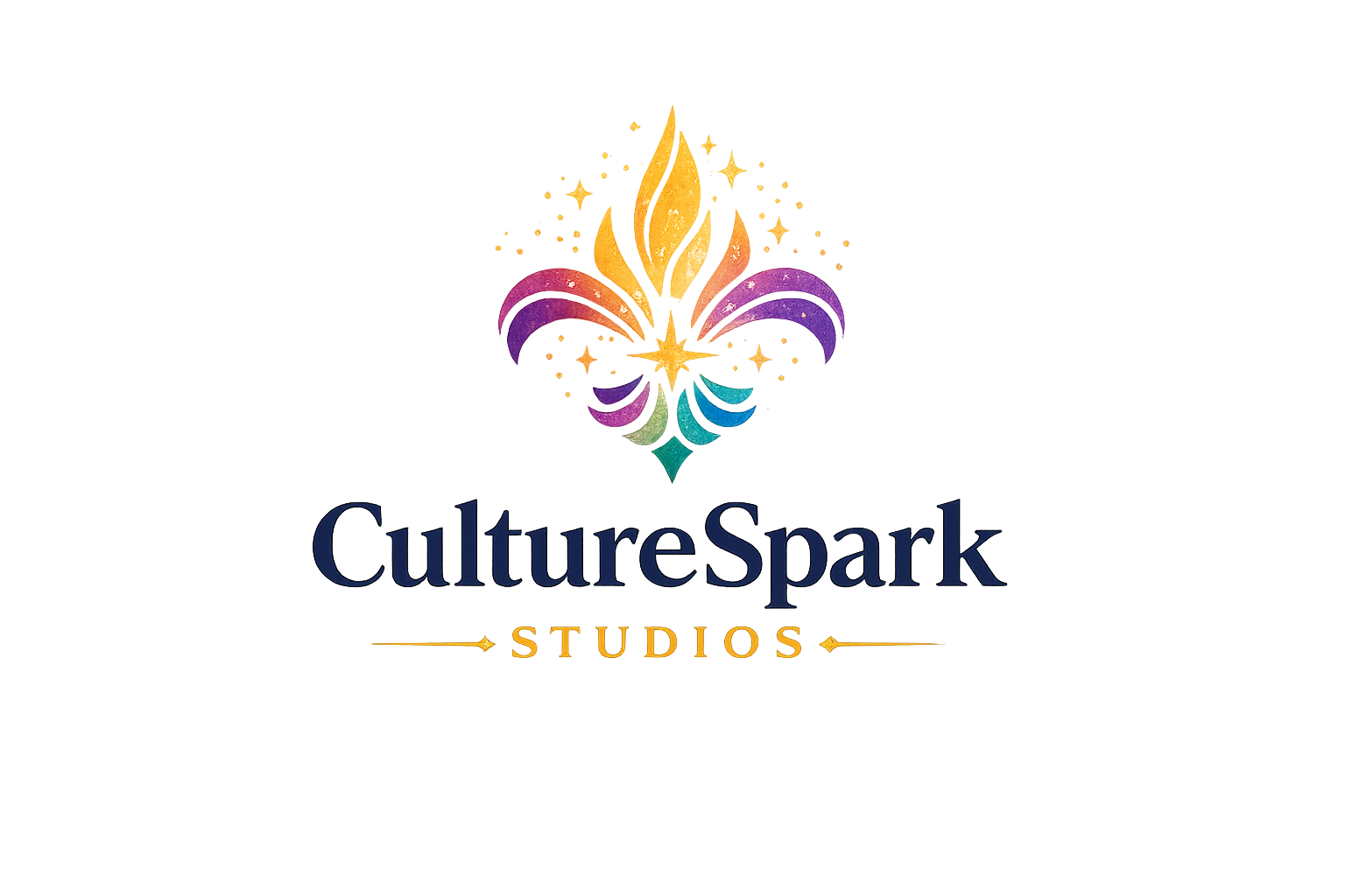 Logo for CultureSpark Studios featuring a colorful, stylized flower or flame design above the text 'CultureSpark Studios' in decorative font.