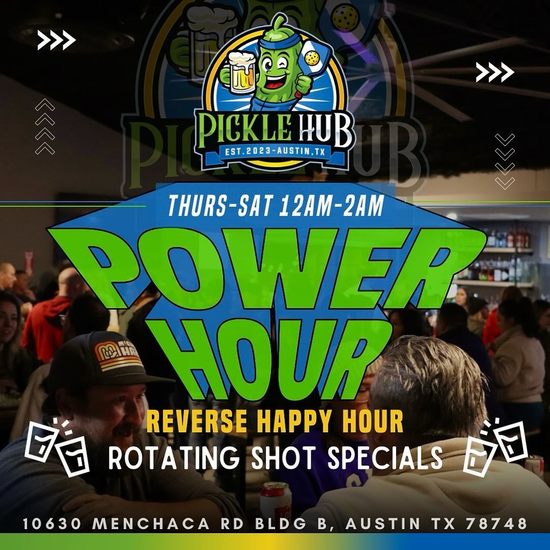 You could use a nightcap! Power hour with us every Thursday-Saturday and enjoy rotating shot specials 12am-2am 🍻 P.S. feeling adventurous? Our pickleball courts are also open till 2am 🏓 book your next game on our website 🤩