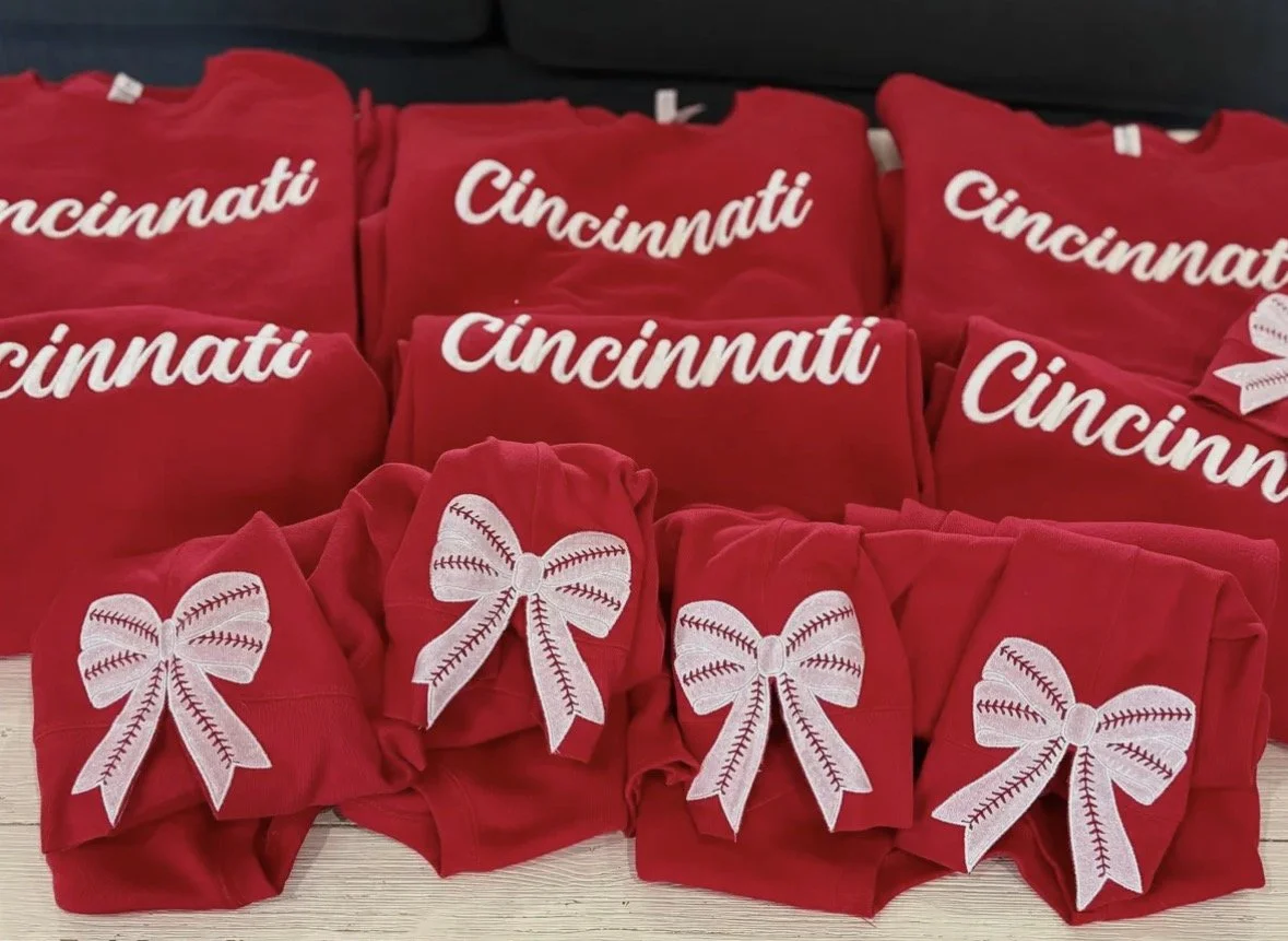 Cincinnati Embroidered Baseball Side Bow Sweatshirt