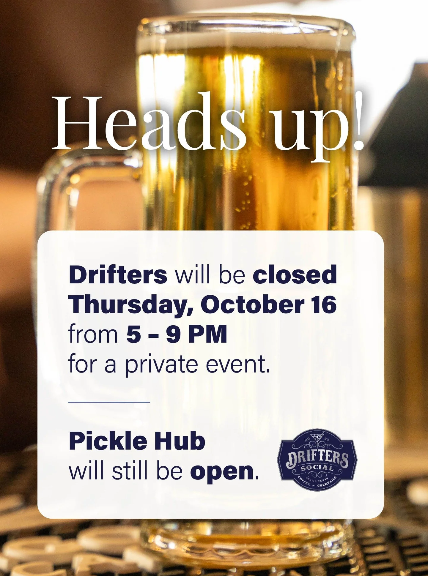 We&rsquo;ll be closed this Thursday from 5&ndash;9 PM for a private event. Catch us at Pickle Hub instead! 🏓