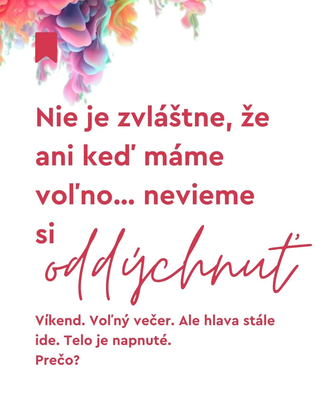 PREČO SI NEVIEME ODD&Yacute;CHNUŤ, AJ KEĎ M&Aacute;ME VOĽNO?

🧠 V&iacute;kend. Voľn&yacute; večer. Žiadne deadliny.
Ale hlava st&aacute;le ide, telo je nap&auml;t&eacute;.
Pozn&aacute;&scaron; to?

Nie si pokazen&yacute;. Tvoje telo len možno zabudl