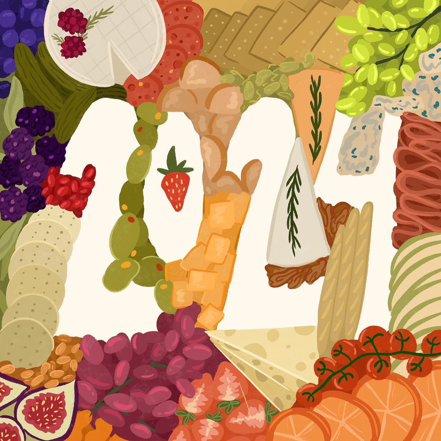 here&rsquo;s to a happy and creative 2024! (hopefully with lots of charcuterie boards)

#art #illustration #illustrationartists #illustrationartists #foodillustrator #foodillustration #2024 #newyear #artist #digitalart #digitalpainting #digitalillust