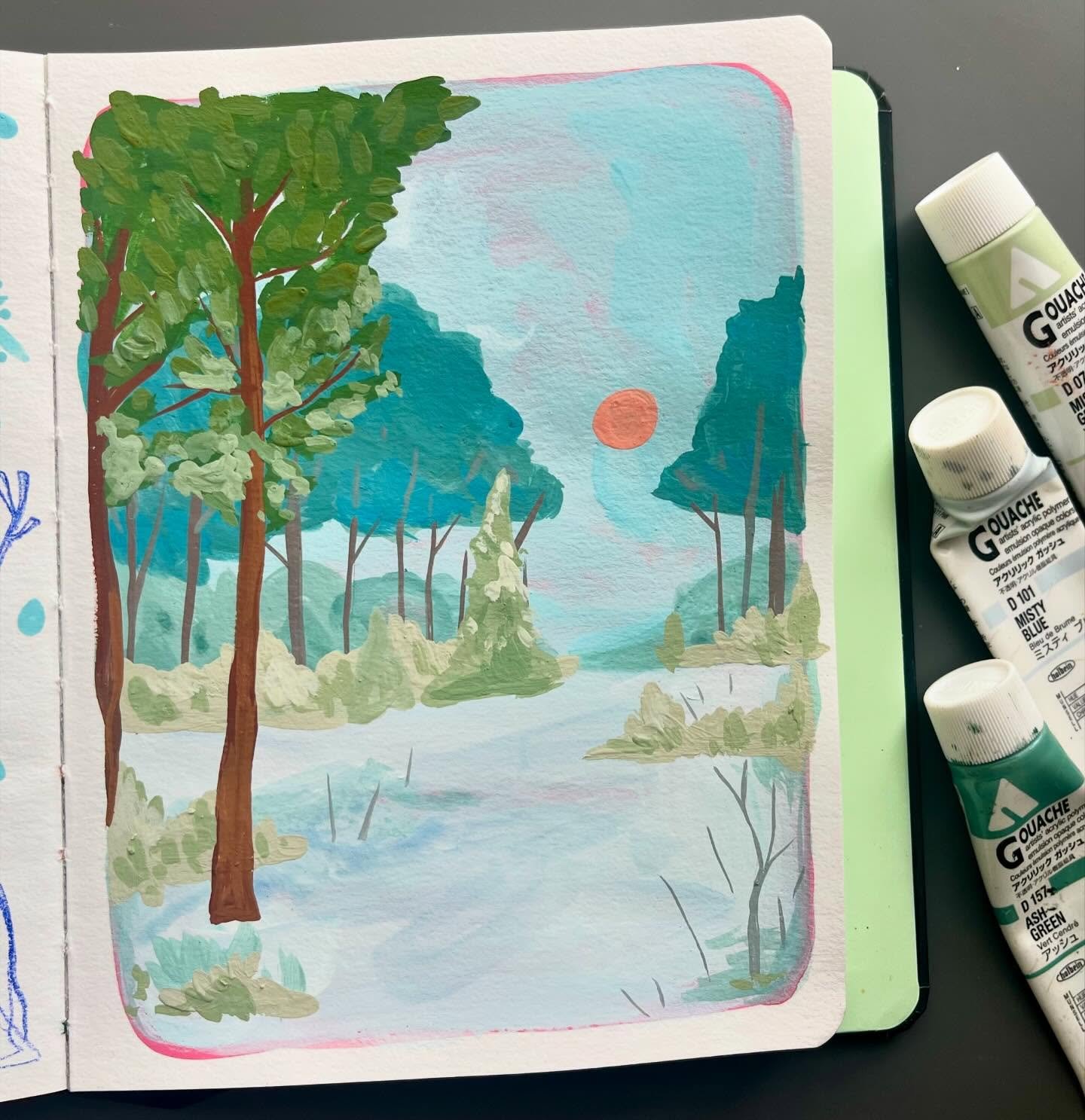 a wintery gouache landscape study from my sketchbook 

#art #gouache #gouachepainting #gouacheillustration #sketch #sketchbook #sketchbookillustration #painting #illustration #illustrationartists #illustrator #winter #winterlandscape #winterart #arti