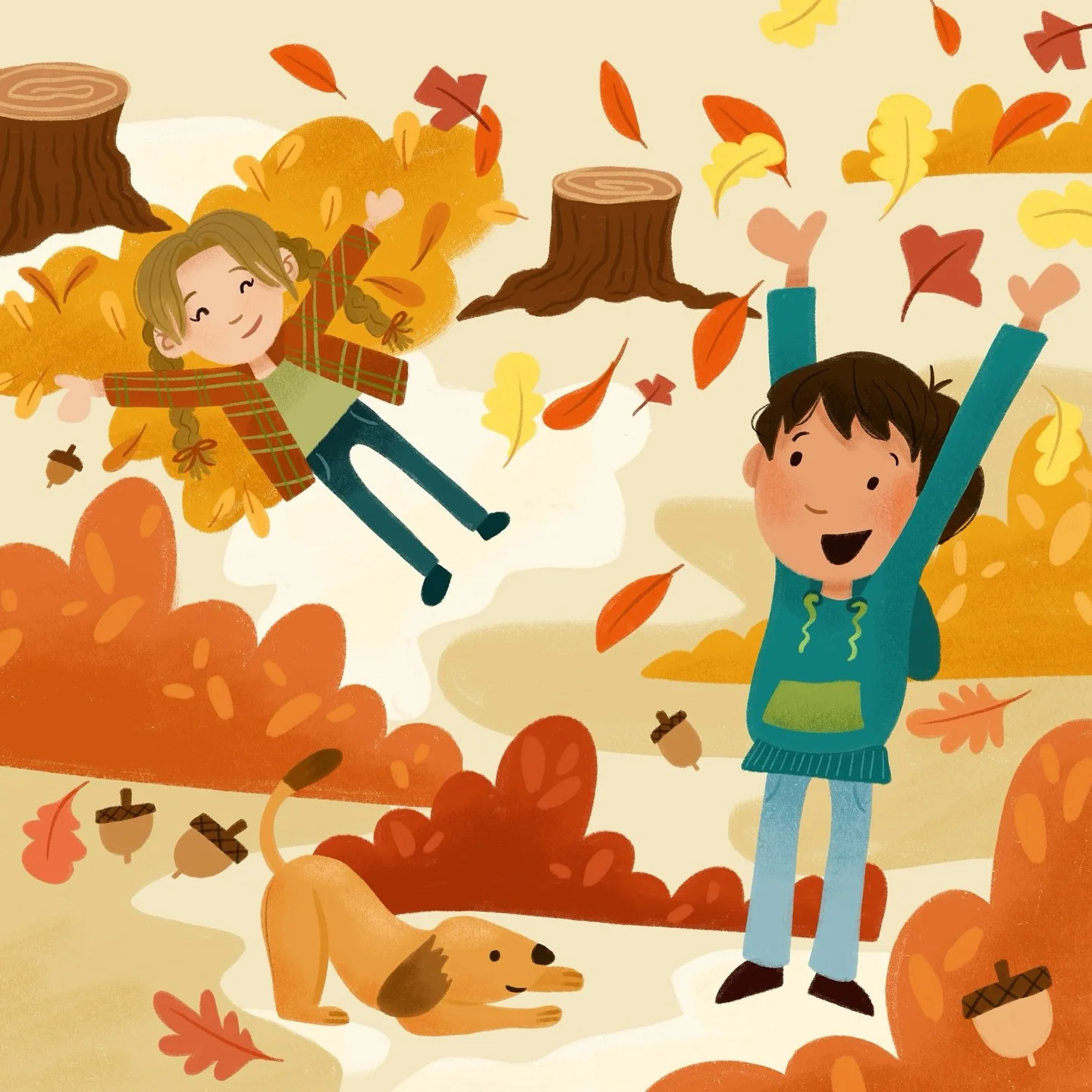 leaf!

todays illustration is I think one of the best memories we have as kids growing up in places where the leaves all turn and fall. it was always our job to rake up the leaves in the front yard where we had a huge maple tree on the tree lawn. thi