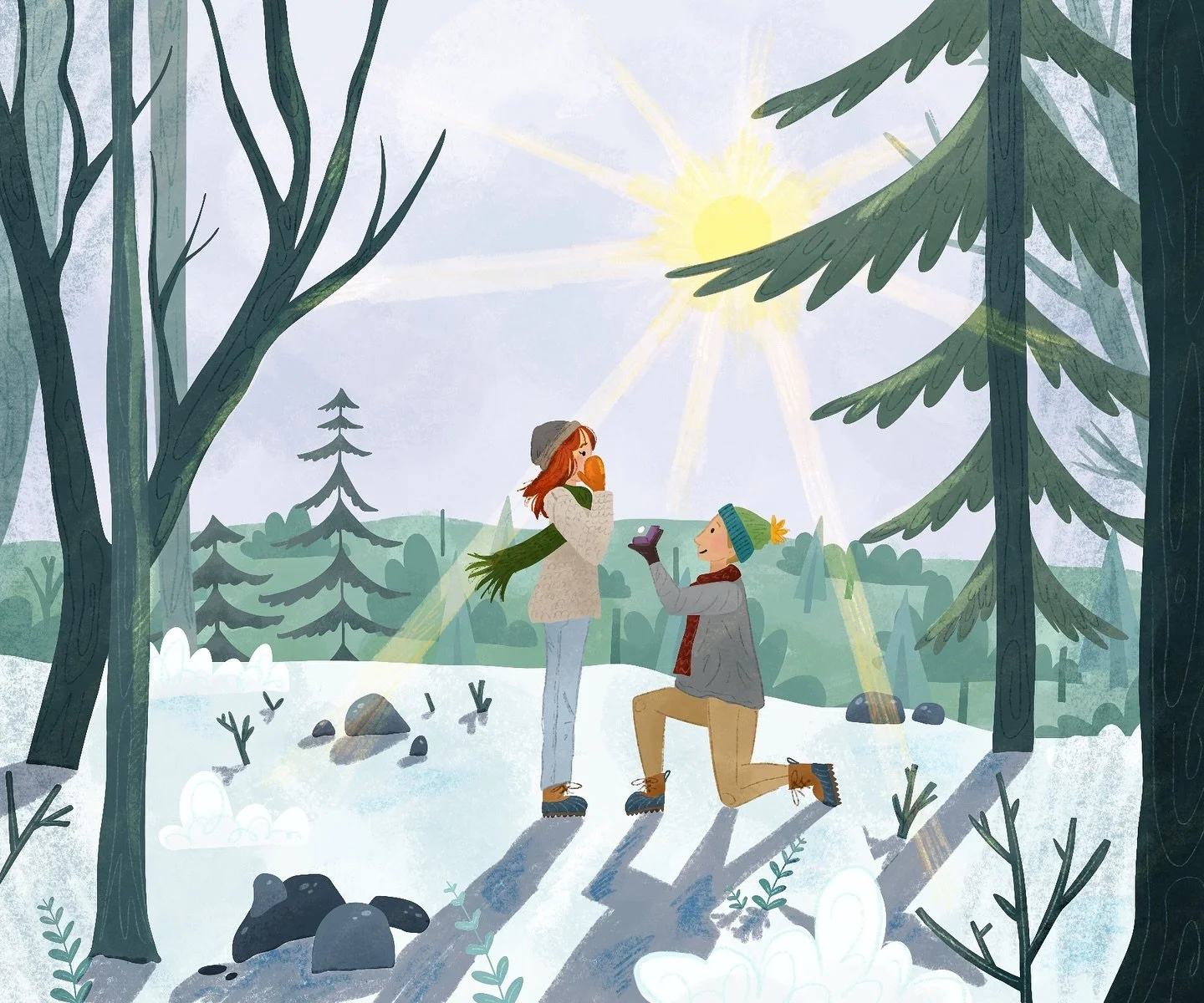 the easiest yes 
one year ago today by best friend proposed to me in the middle of the woods, on a morning hike when it was five degrees outside. we had to run back to the car to avoid frost bite, we were the only people stupid enough to be on the tr