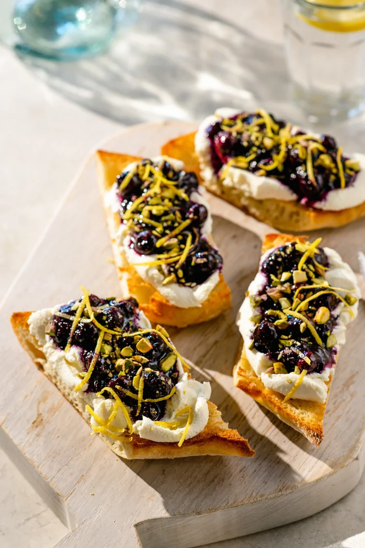 Ricotta, Pistachio and Blueberry Toast