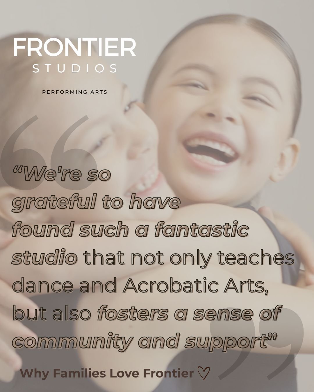 Trusted by families. Loved by dancers.

"Miss Tennille and Miss Jordan at Frontier Studios are truly amazing &ndash; supportive, patient, and incredibly friendly. Their dedication to the little ones is evident, the quality of teaching is excepti