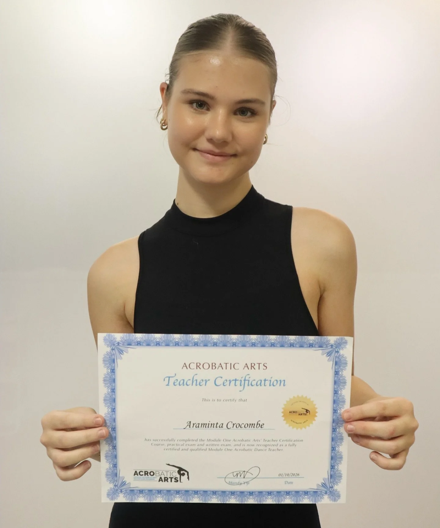 BIG CONGRATULATIONS ✨

We are beyond thrilled to announce that our certified Assistant Teacher is now a fully qualified Acrobatic Arts Teacher! 🤸&zwj;♀️💫

Just before Term 1 began, she was right here in the studio completing her final exams &mdash;