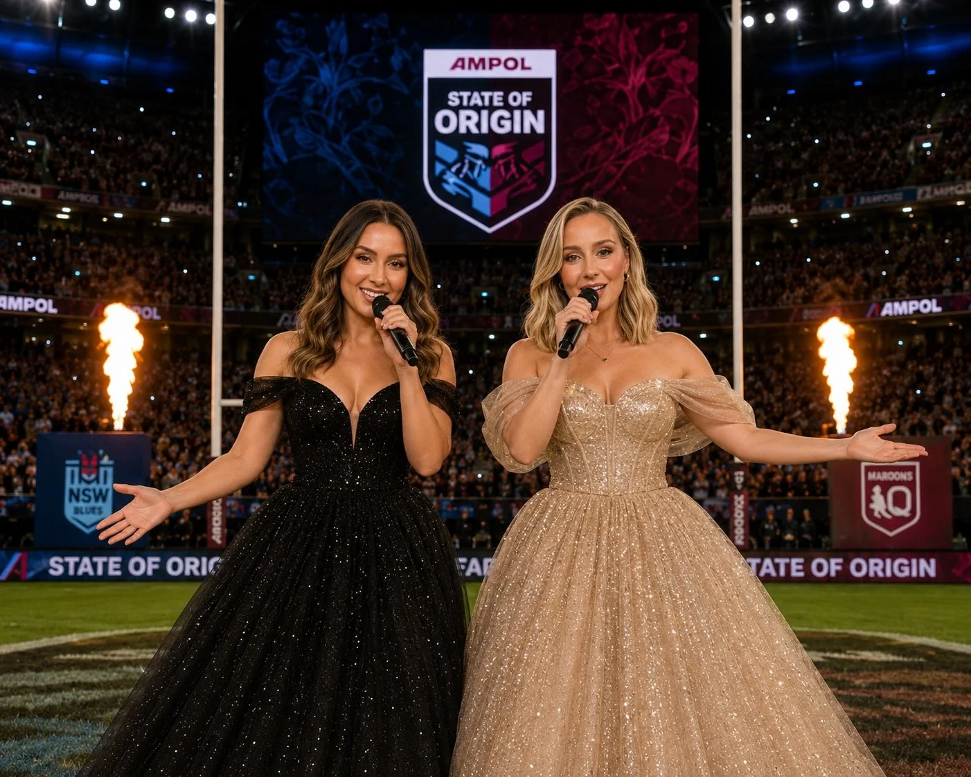 Serving vocals, sequins and Queensland spirit 💅🏽🏉

#letsgo #stateoforigin #downunder #qld