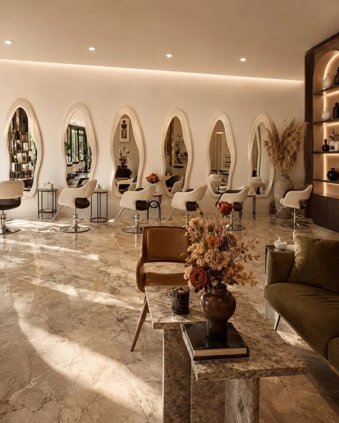 Luxury interior of Simon Styles Co. hair salon in Pompton Lakes, New Jersey