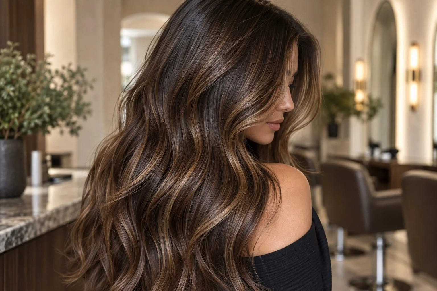 Luxury dimensional brunette hair color at Simon Styles Co. in Pompton Lakes NJ