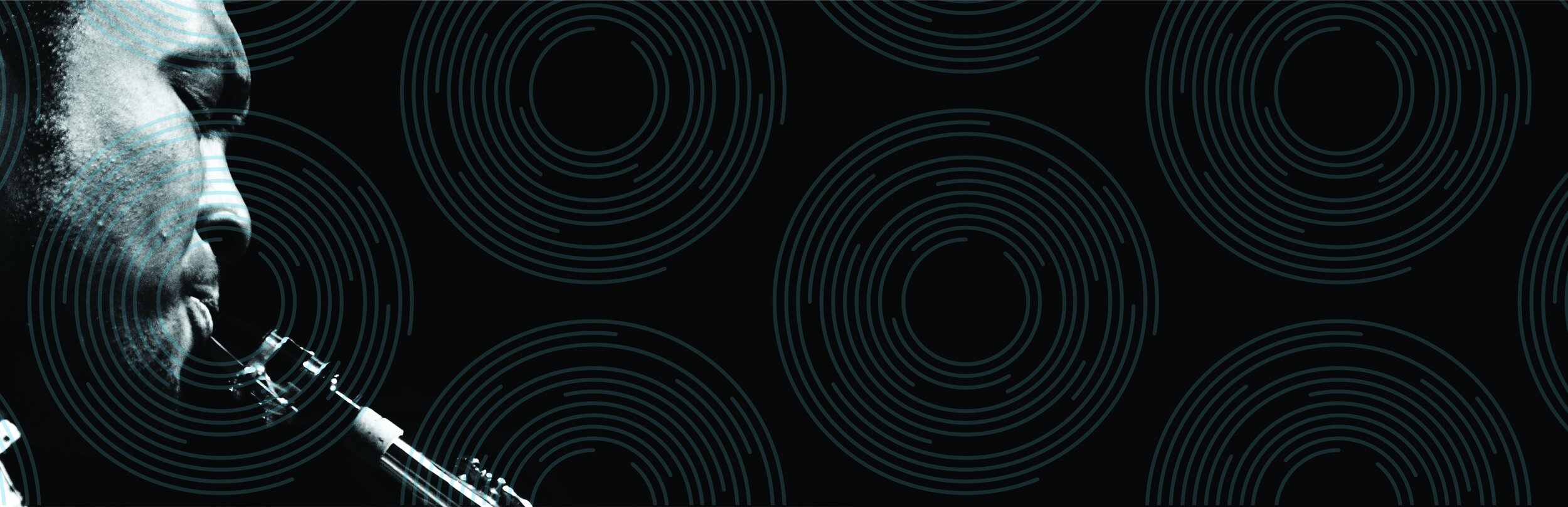 Sound pattern overlays intentionally frame
the artists instrument, or face.