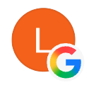 Google logo with colorful 'G' and an orange circle.