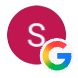 Colorful Google search logo with a dark pink background