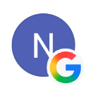 Google logo with a blue circular background and the letter 'N' inside