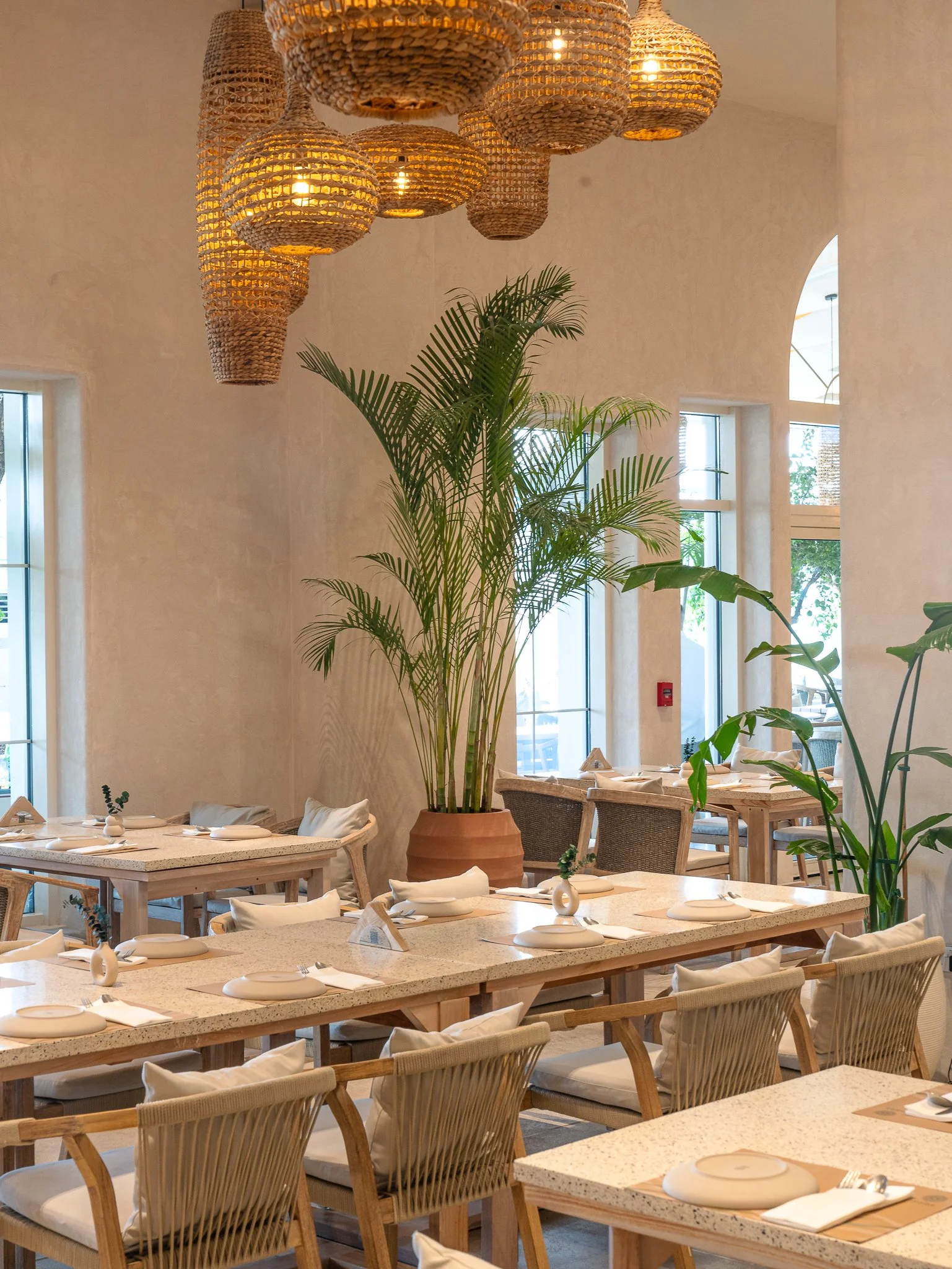 Restaurant interior at Villa Naas in Dubai, photographed by Anuraag Nair