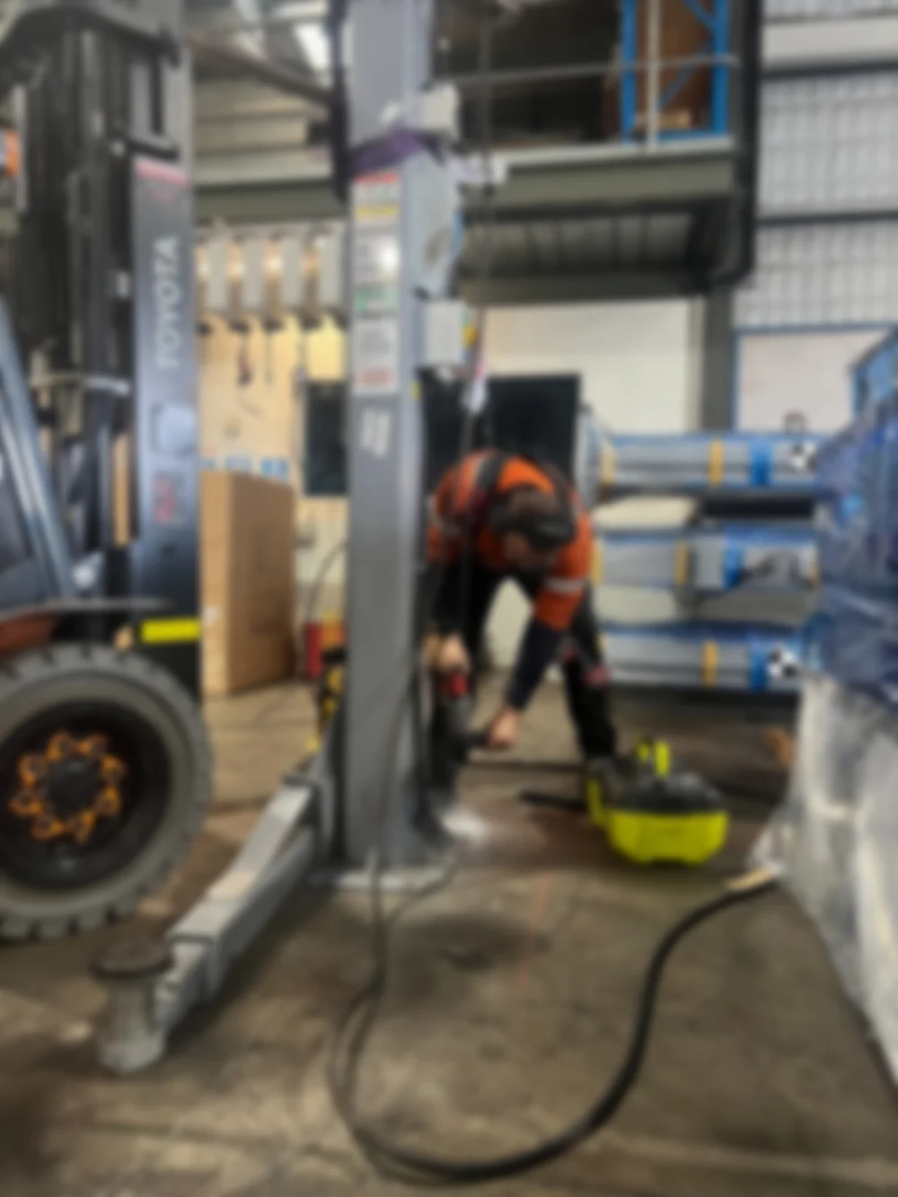 TWSA technician installing workshop equipment