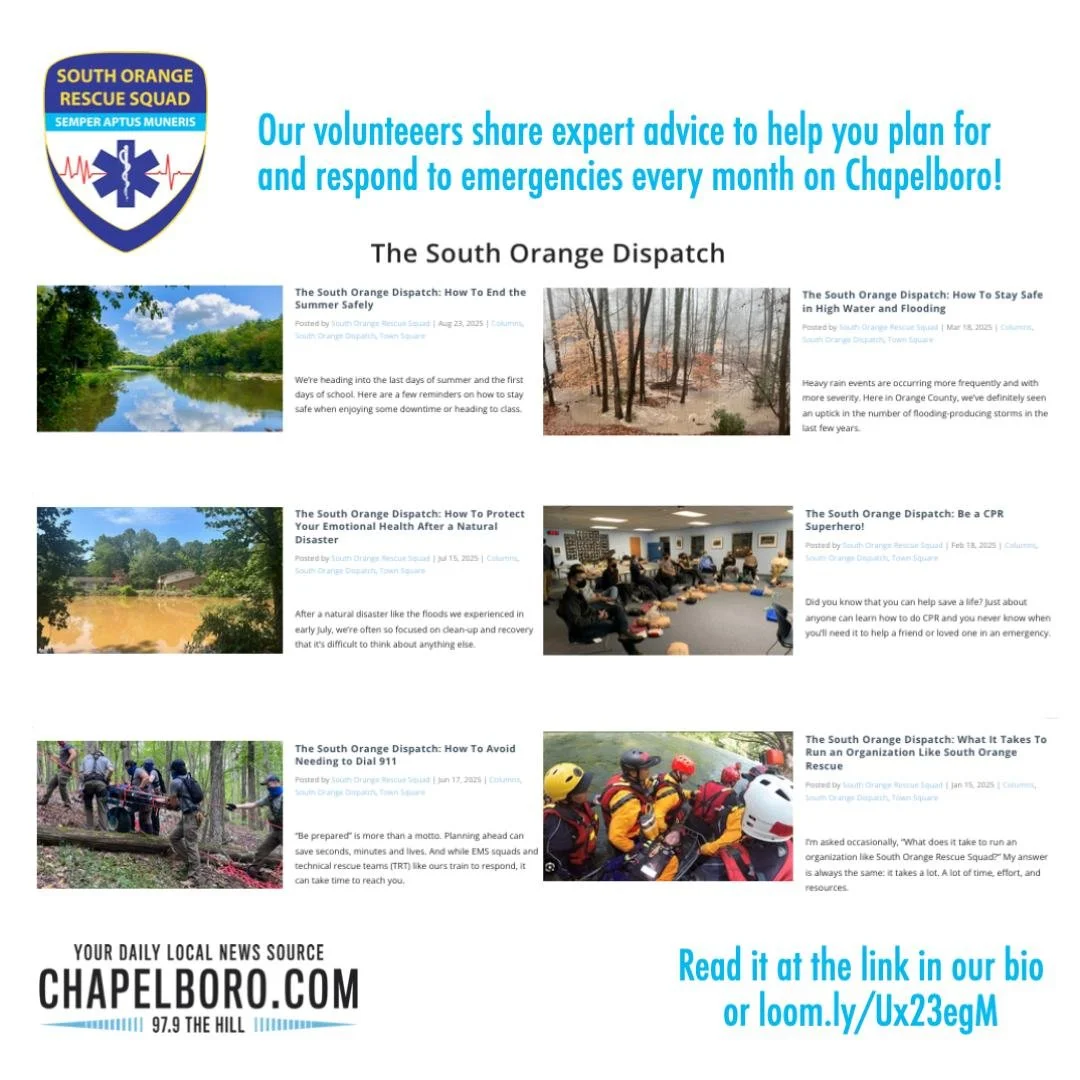 Did you know we share emergency preparedness tips on our social channels and in our monthly Chapelboro column, The South Orange Dispatch? 🤔 It's a fact! Visit the link in our bio to find the advice you need to be prepared. #nationalpreparednessmonth