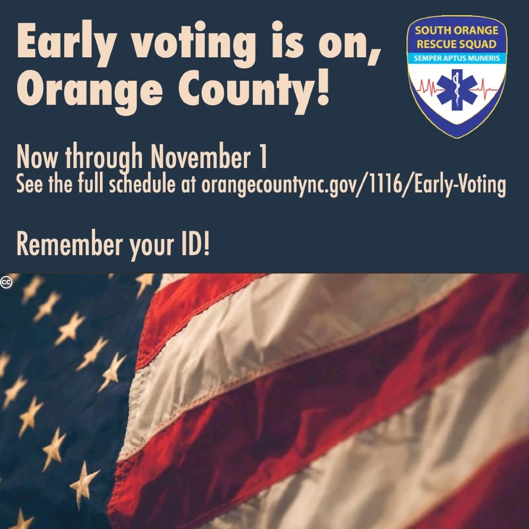 Early voting for local elections starts today at Orange Works at Hillsborough Commons,113 Mayo St, Hillsborough! π³οΈ Other early polling places open on the 23rd. π³οΈ Find locations and schedules at orangecountync.gov/1116/Early-Voting.
#earlyvoting #