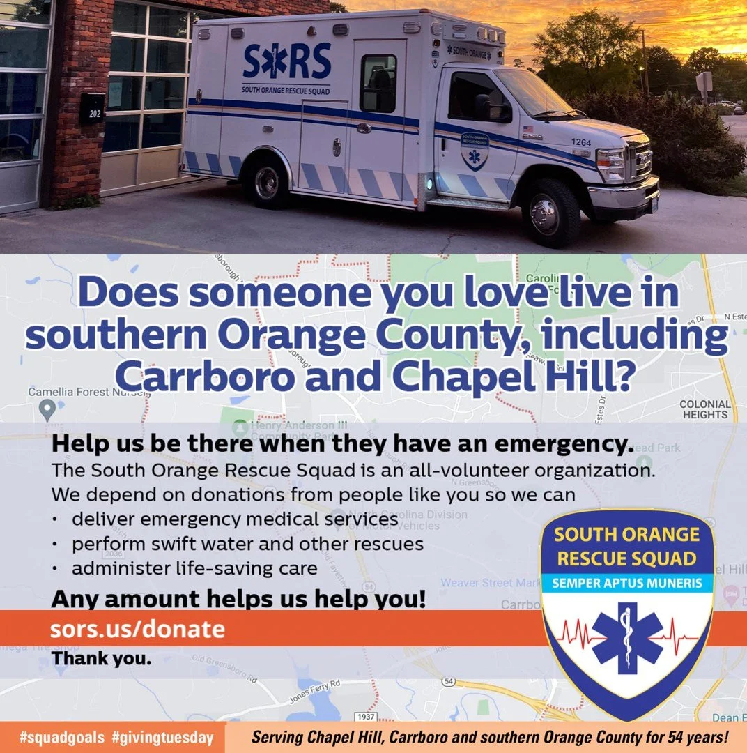 Your donation helps our volunteer-led organization continue to serve Orange County with vital emergency response, critical workforce development opportunities and free community training. Give today at sors.us/donate. Thank you! #GivingTuesday #squad