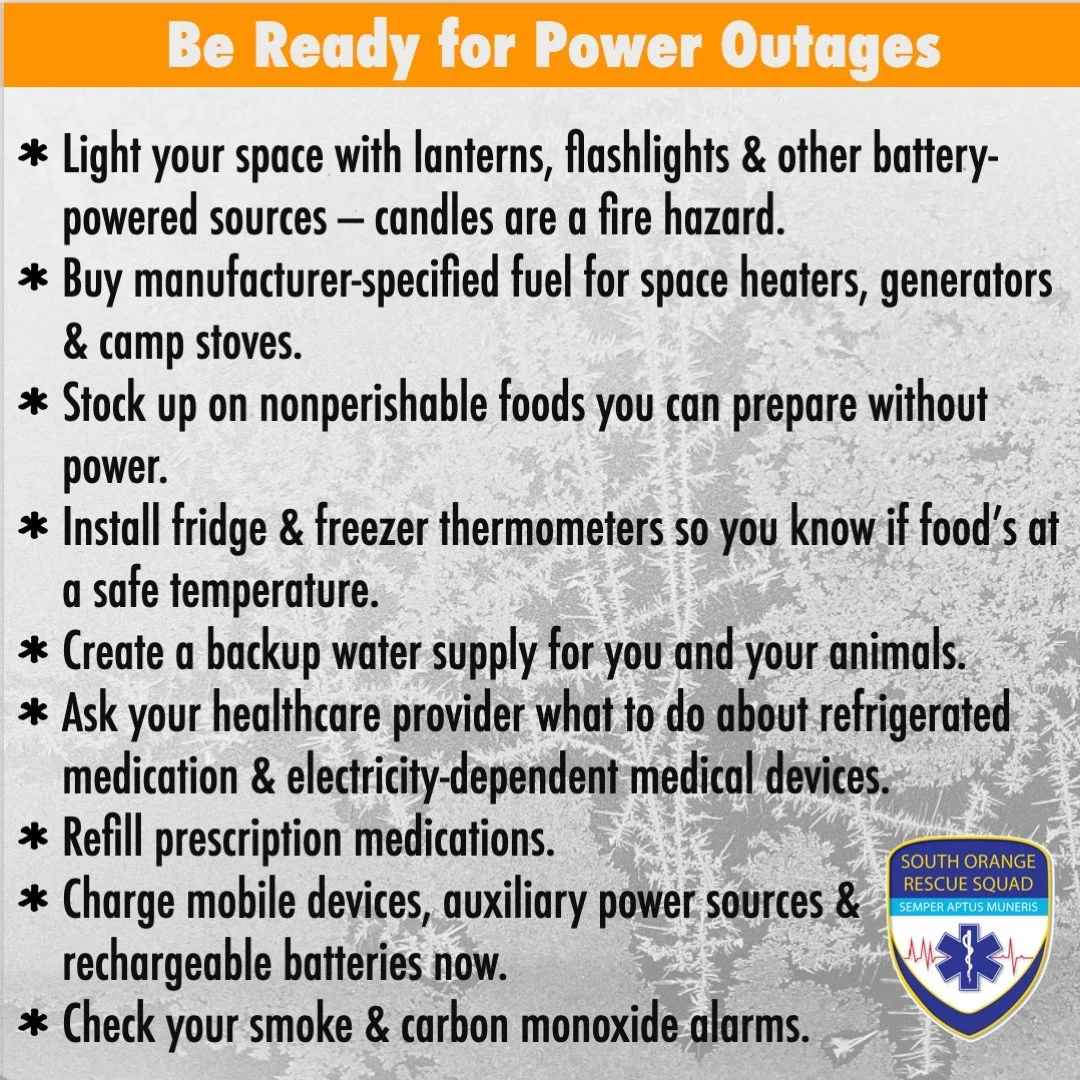 Staying safe when the power's out is easier if you plan ahead! 🥶 Get more wintry weather tips from SORS members at the South Orange Dispatch link in our bio. #ocnc #winterstorm #ncwx