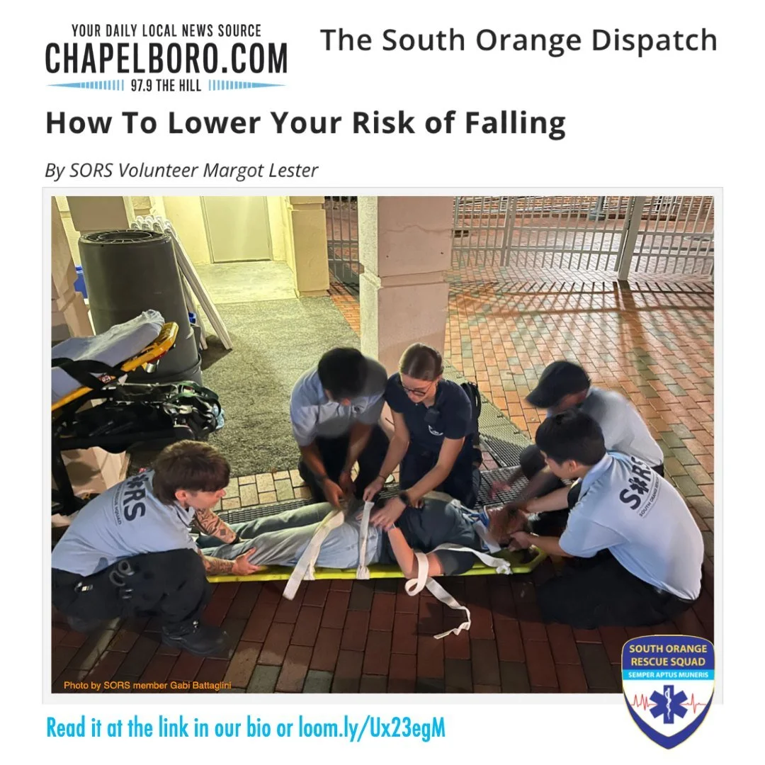 Our volunteers responded to 1300 calls last year and 413 of them were to help people who fell. 🚑 This month's South Orange Dispatch explains how you can reduce your risk of falling. Get the details at loom.ly/Ux23egM or the link in our bio.