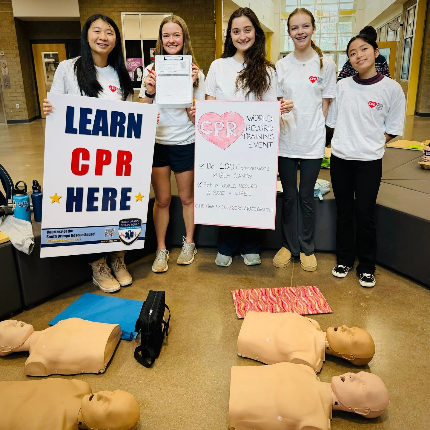 We're so happy to hear that 1,922 people were taught Hands-Only CPR in Orange County yesterday! Chapel Hill High School's First Aid Club helped us teach 118 people over their lunch break! 😍 19,739 people over 30 counties in North Carolina were train