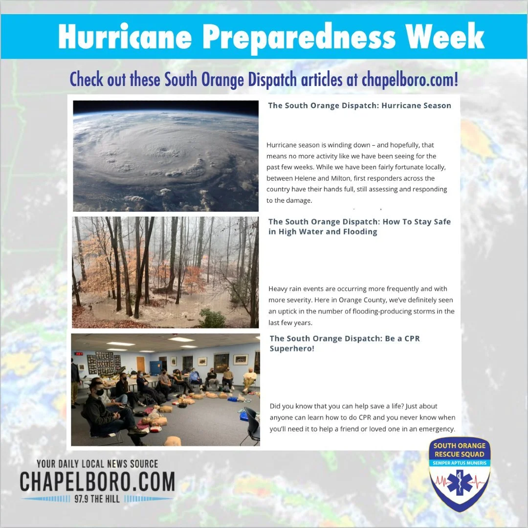 🌀Before #hurricanepreparednessweek ends, read our volunteers' advice for preparing for a hurricane at the South Orange Dispatch link in our bio. 🚑