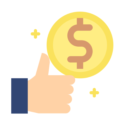A thumbs up emoji with a golden coin that sparkled with stars