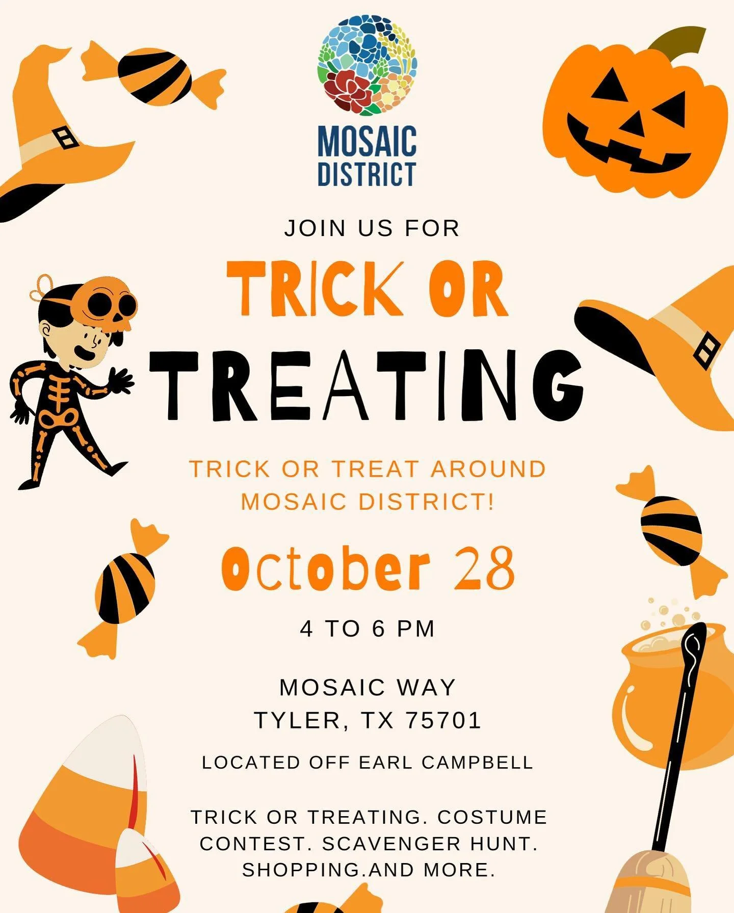 Come on over to the Mosaic District for some fang-tastic trick or treating, costume contest and more! If you&rsquo;ve got it, haunt it. See you October 28th, witches! 👻🎃🐈&zwj;⬛