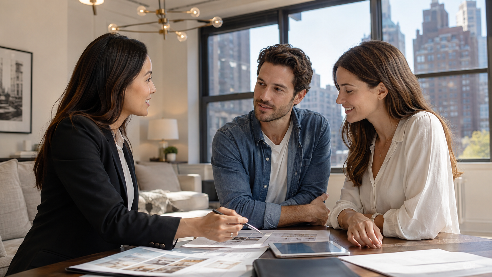 NYC homebuyers reviewing real estate documents before purchasing a land-lease apartment - what is a land lease? Blog by Kristen Shaker. Learn more at www.shaker.nyc.