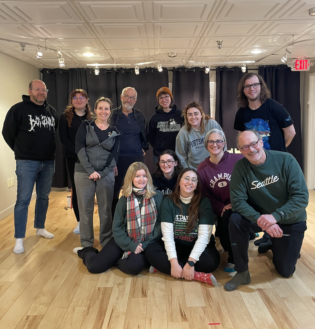 Photo: Emma (bottom left) with participants of tKAPOW Open Training December 2024 after workshopping audience participation for Every Brilliant Thing.