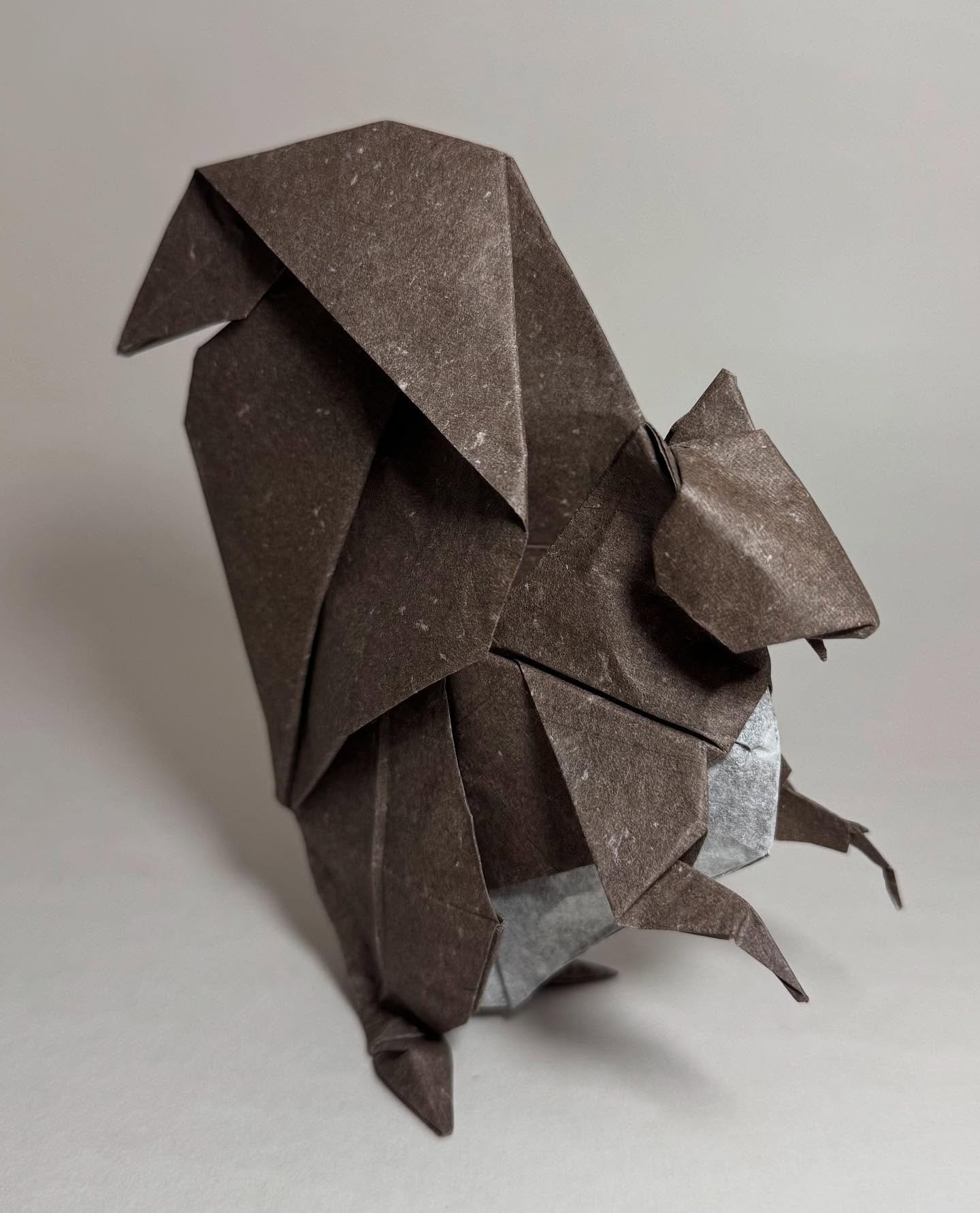 Squirrel, designed by Michael LaFosse. Folded from an 18&rdquo; square of Cabbage Paper, duo brown/white. I folded this for an upcoming teaching event I&rsquo;m doing at Leu Gardens (@leugardens ) while Origami in the Gardens is here in Orlando.

Thi