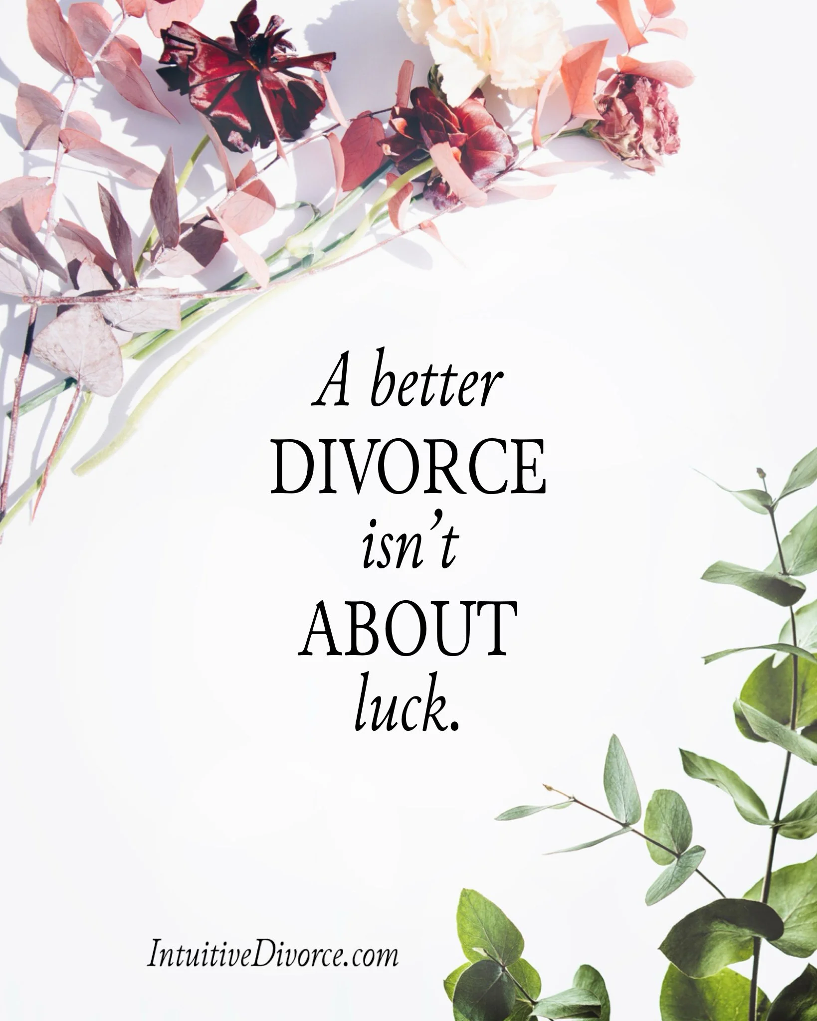 Quote card from divorce coach Kristen Noel with message: A better divorce isn't about luck.