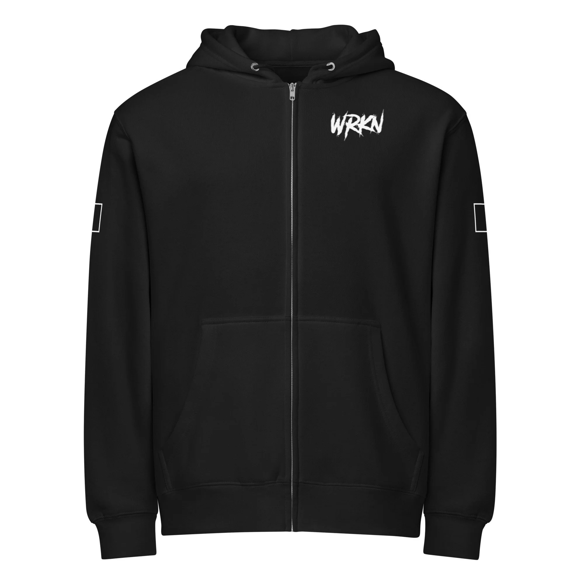 WRKN Premium Full Zip Hoodie - white logo - TO - DTG