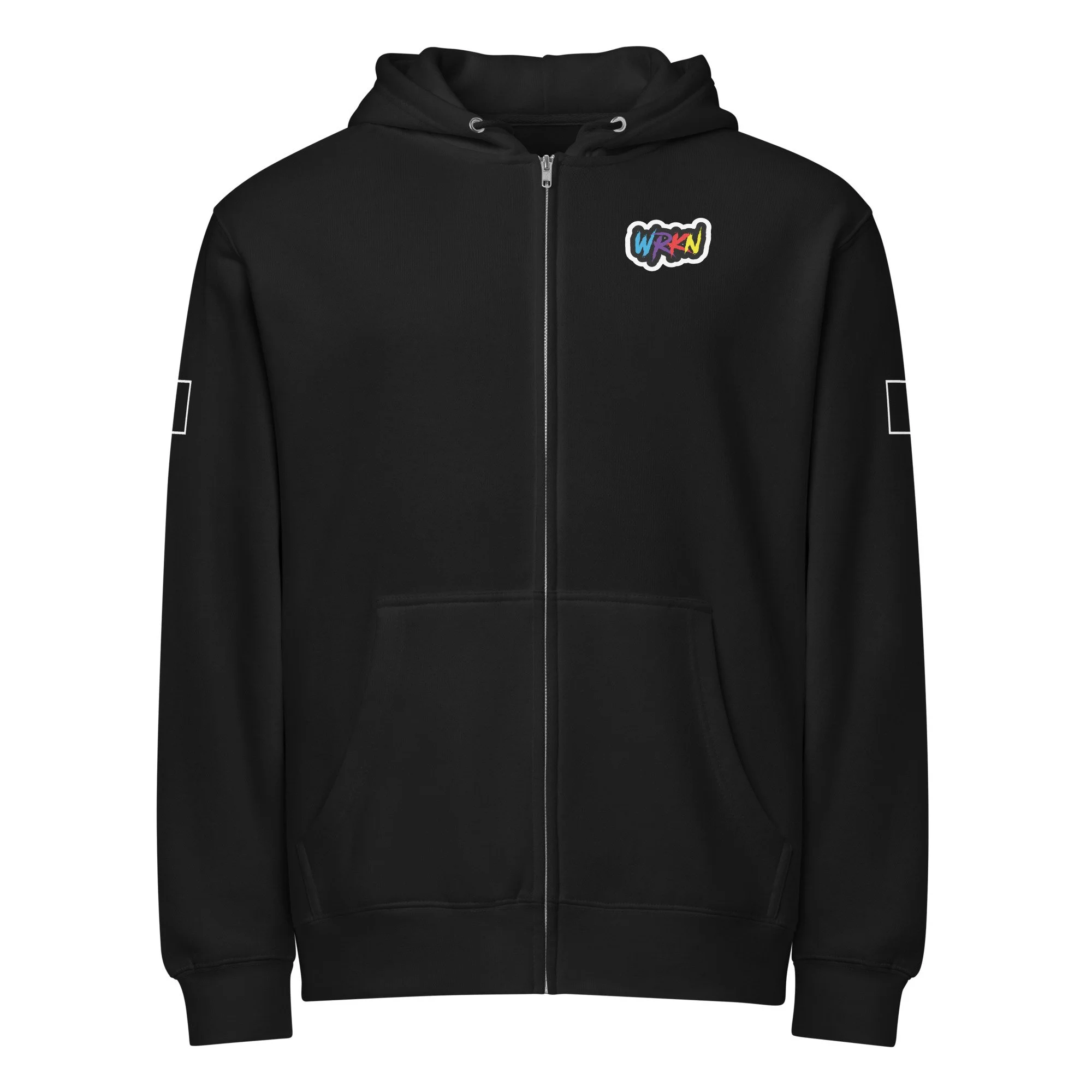 WRKN Premium Full Zip Hoodie - multi- color logo - left chest - print on sleeves - DTG
